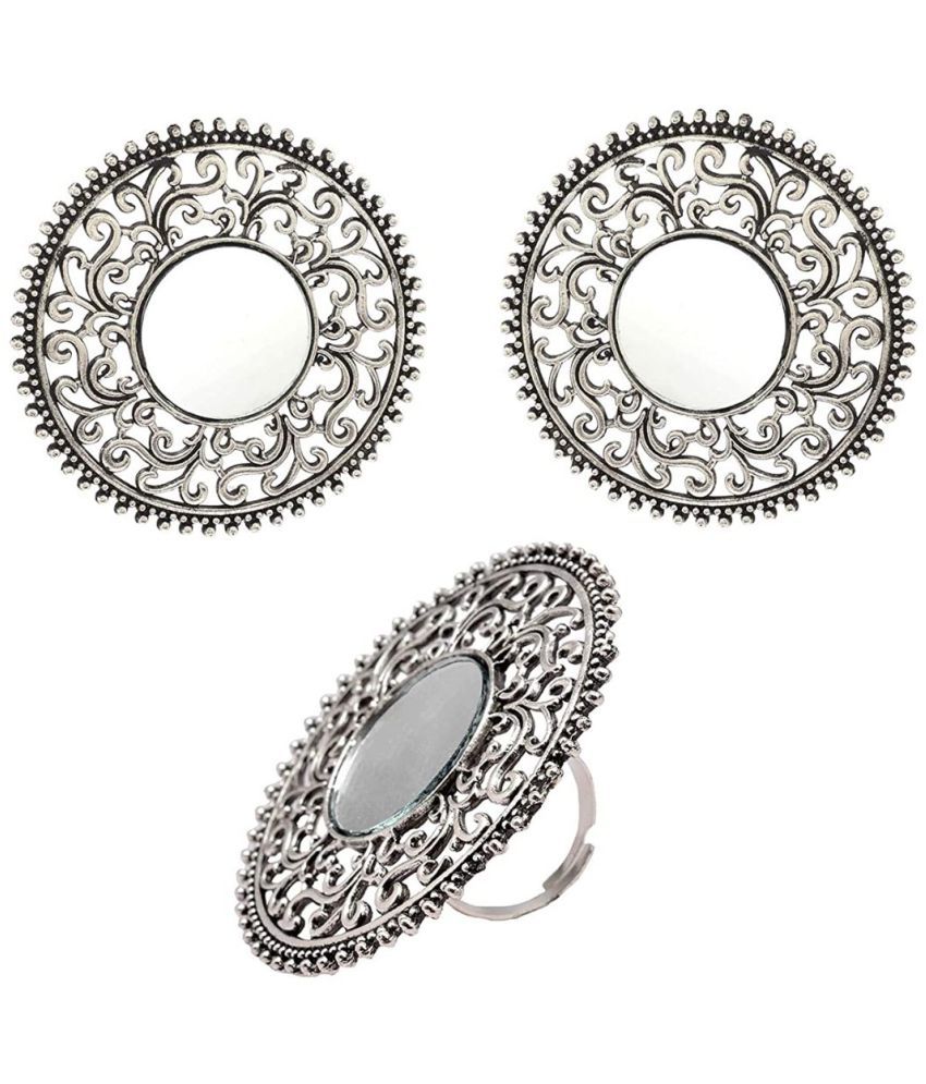     			Designer Earrings with Ring Combo for Women and Girls