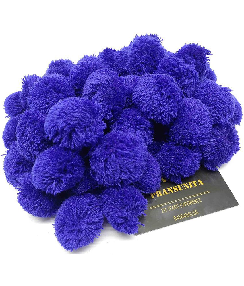     			PRANSUNITA Original Pom Pom Wool Balls, Big Size -35 mm (3.5 cm) Used in Jewellery & Toran Making, Macrame Art, Decorations, Dresses, School Projects, etc, Pack of 50 pcs- Color - Royal Blue