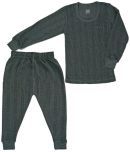 Hap Kings Single Boys Cotton Blend Thermal Top & bottom Set ( Grey )