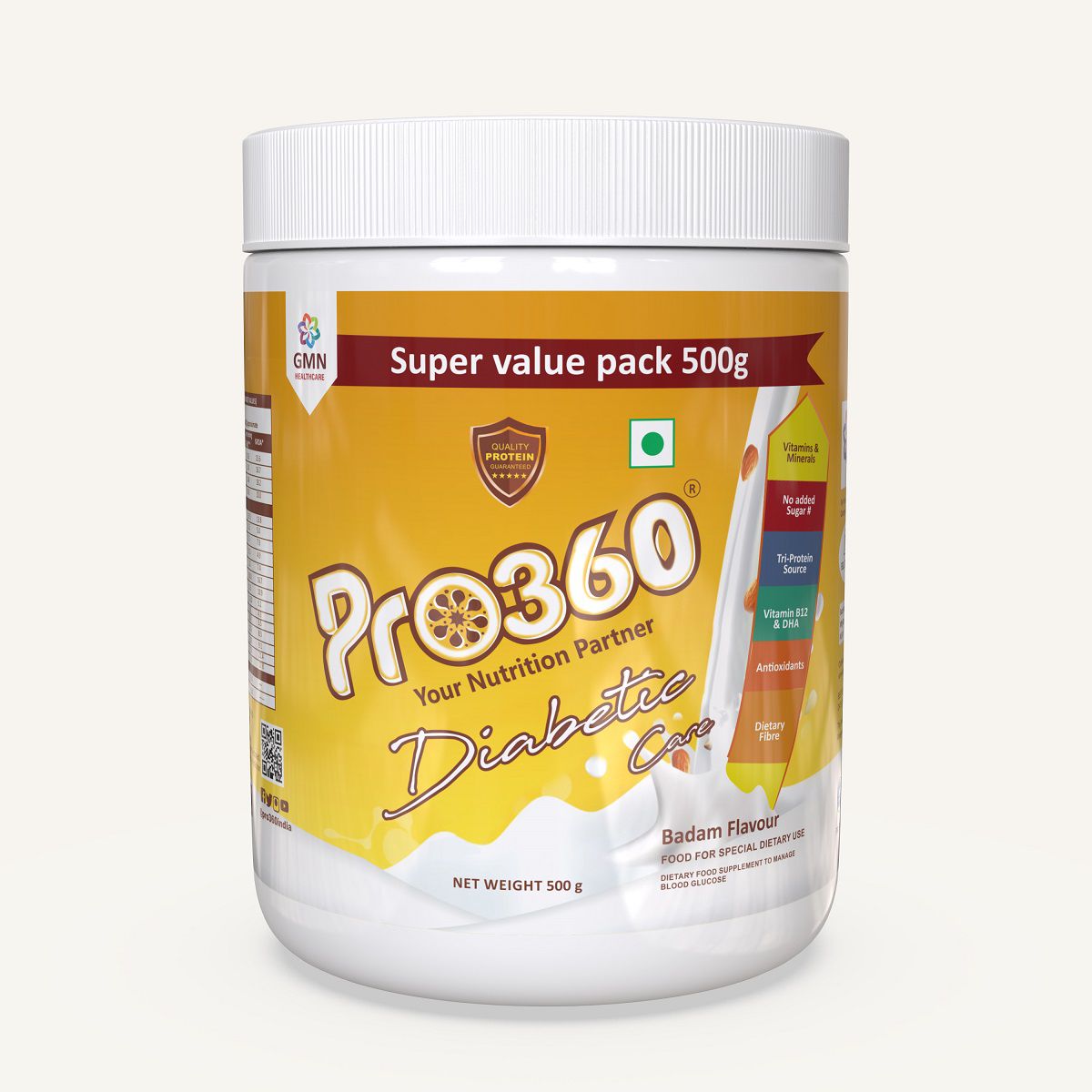 PRO360 Diabetic Protein Supplement Health Drink Powder 500 gm