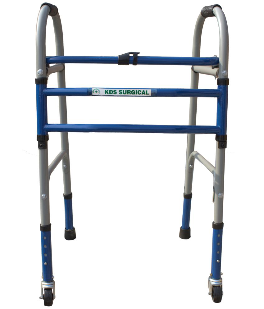     			KDS SURGICAL Height Adjustable Foldable Wheel Walker Patient Walking Sticks