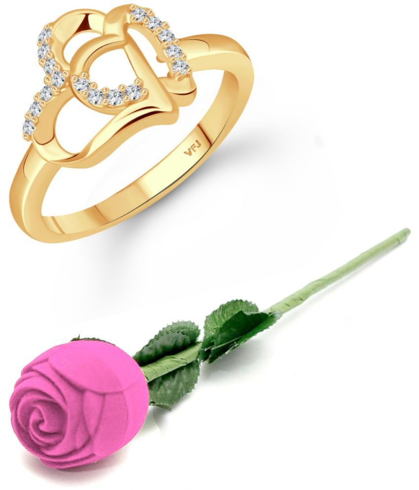     			valentine day ring rose box  Loveble Heart (CZ) Gold Plated Ring