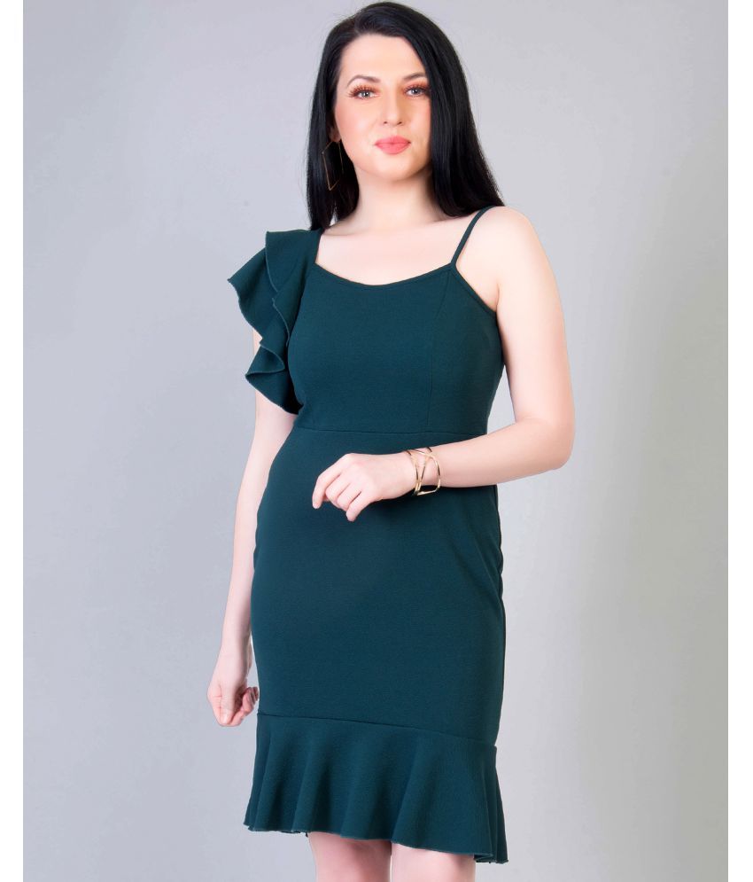     			Addyvero Cotton Lycra Green Bodycon Dress -