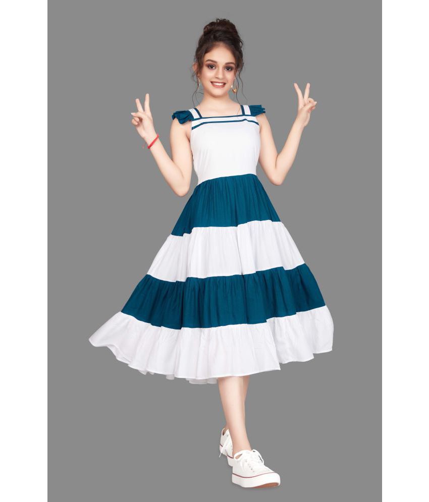     			MIRROW TRADE - White Crepe Girl's A-line Dress ( Pack of 1 )