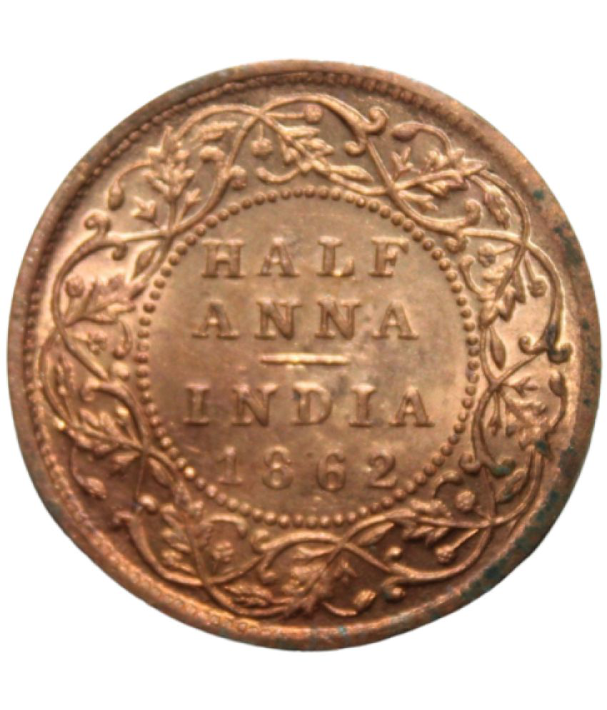     			#1 - Half Anna (1862) "Victoria Queen" British India Old and Rare Coin