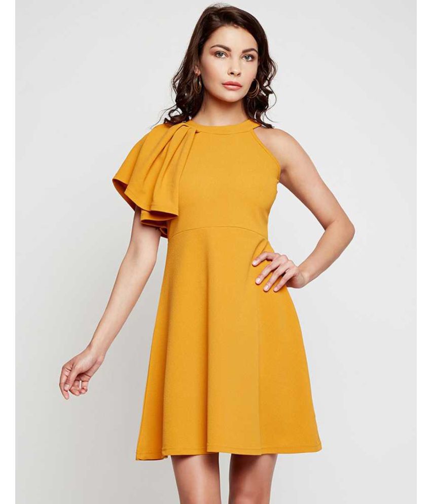     			Addyvero Cotton Lycra Yellow Regular Dress - Single