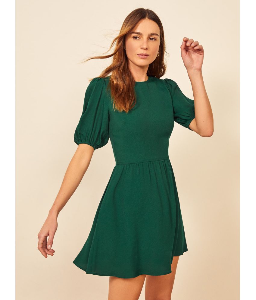     			Addyvero Georgette Green A- line Dress -