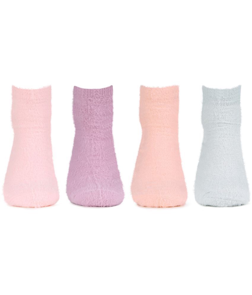     			Bonjour Women's Multicolor Fur Breathable Ankle Length Socks ( Pack of 4 )