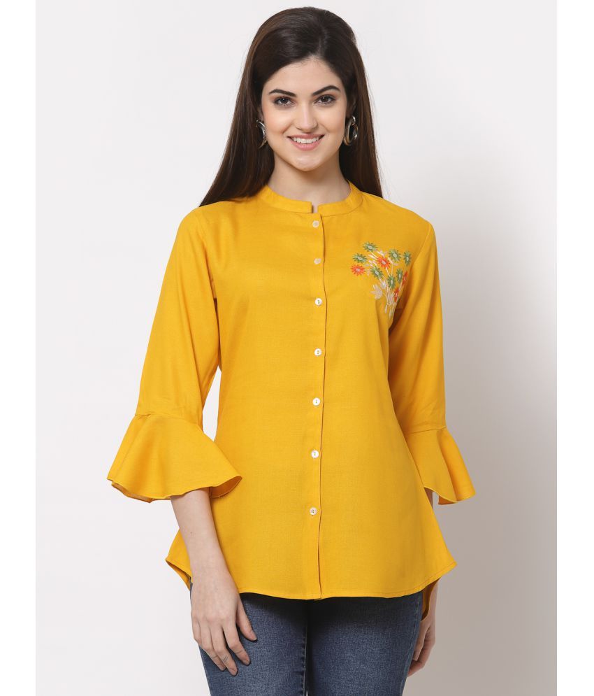     			Kbz - Yellow Rayon Women's Shirt Style Top ( Pack of 1 )