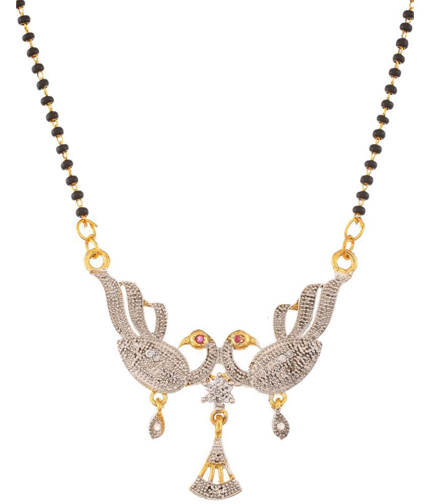     			Pujvi fashions Women pride Ad Small Double peacock Mangalsutra set for womens
