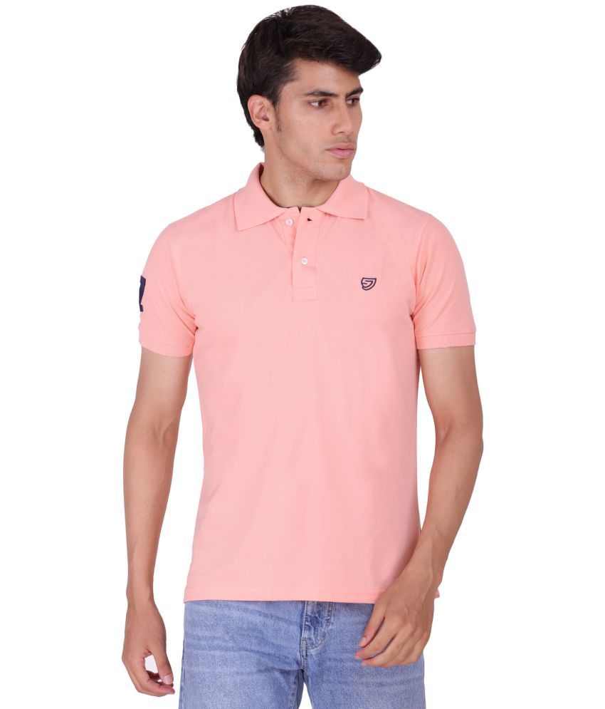     			SAM AND JACK Peach Polyester Cotton Plain Polo T Shirt Single Pack