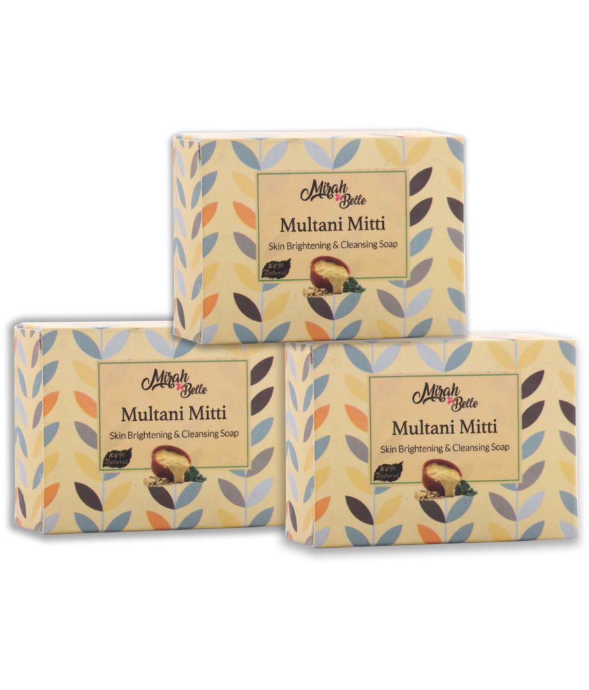     			Mirah Belle - Organic Multani Mitti Healing Soap 125gm (Pack of 3) - For Skin Brightening- Handmade Soap 375gm