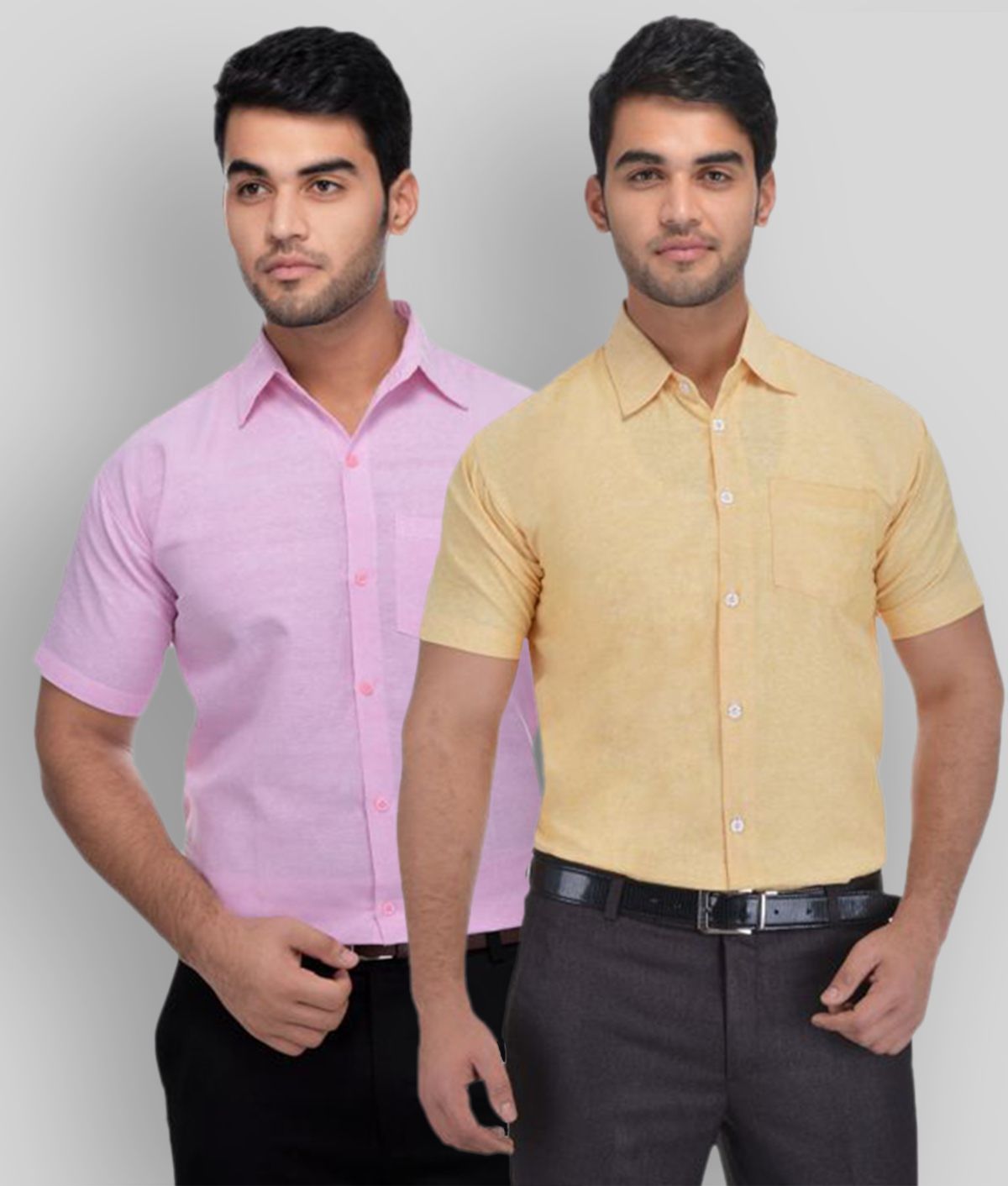     			DESHBANDHU DBK - Multicolor Cotton Regular Fit Men's Formal Shirt (Pack of 2)