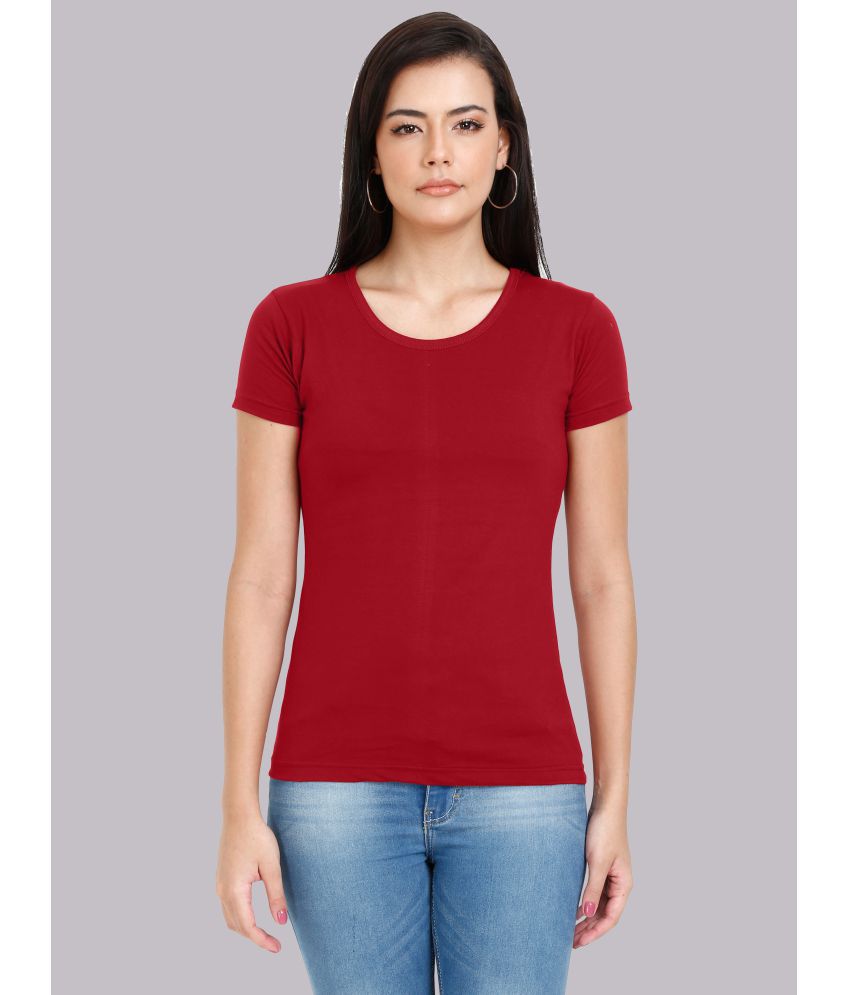     			FLEXIMAA - 100% Cotton Regular Maroon Women's T-Shirt ( Pack of 1 )