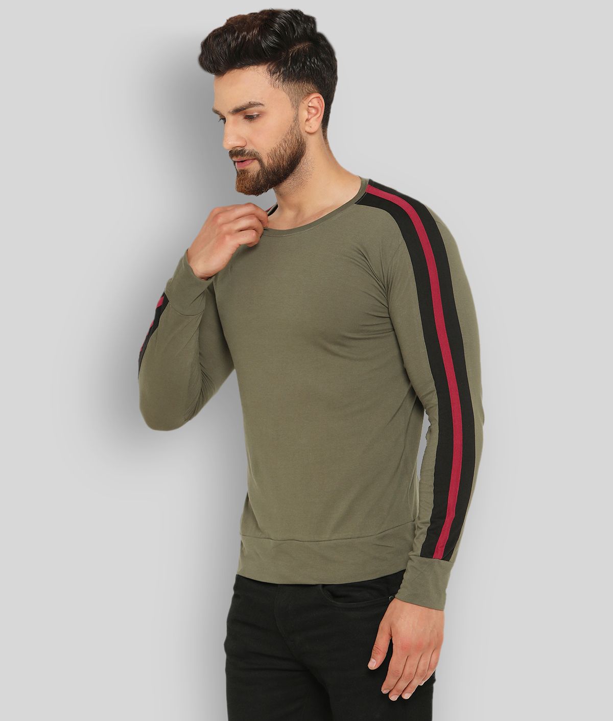 Buy GESPO - Green Cotton Regular Fit 