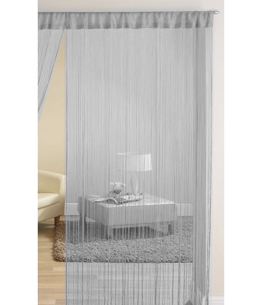     			Homefab India Solid Semi-Transparent Rod Pocket Door Curtain 7ft (Pack of 1) - Grey