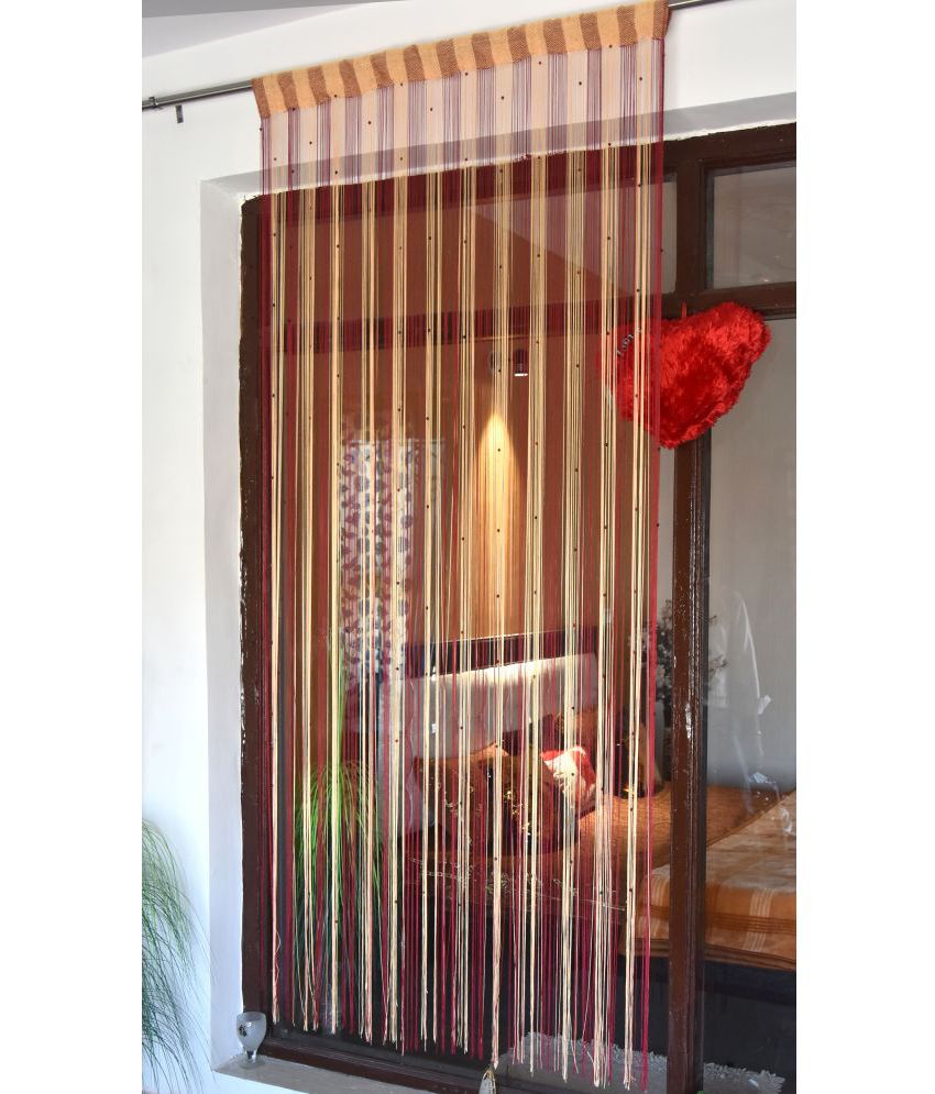     			Homefab India Solid Semi-Transparent Rod Pocket Long Door Curtain 9ft (Pack of 1) - Maroon