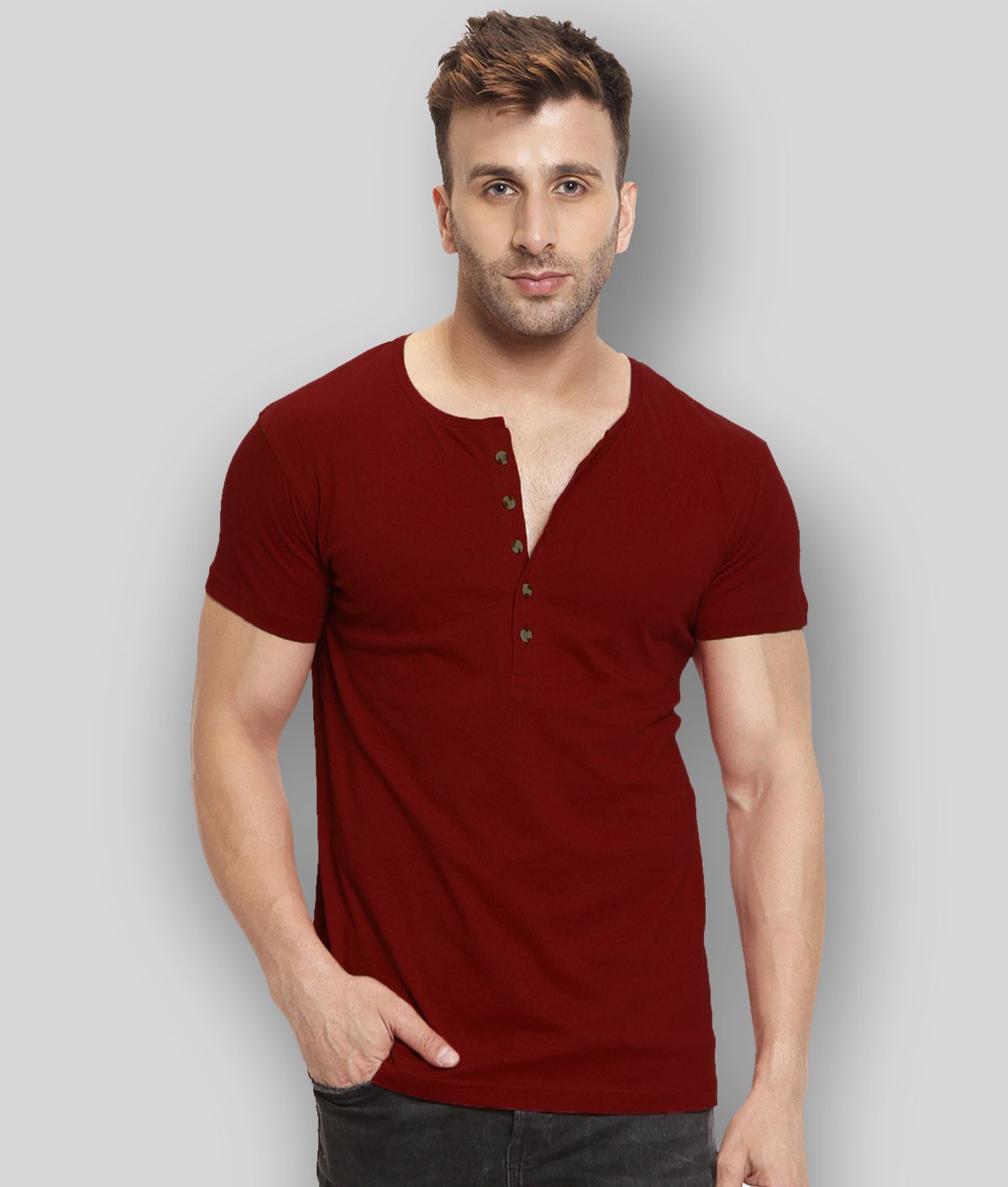 Leotude - Maroon Cotton Blend Regular Fit Men's T-Shirt ( Pack of 1 )