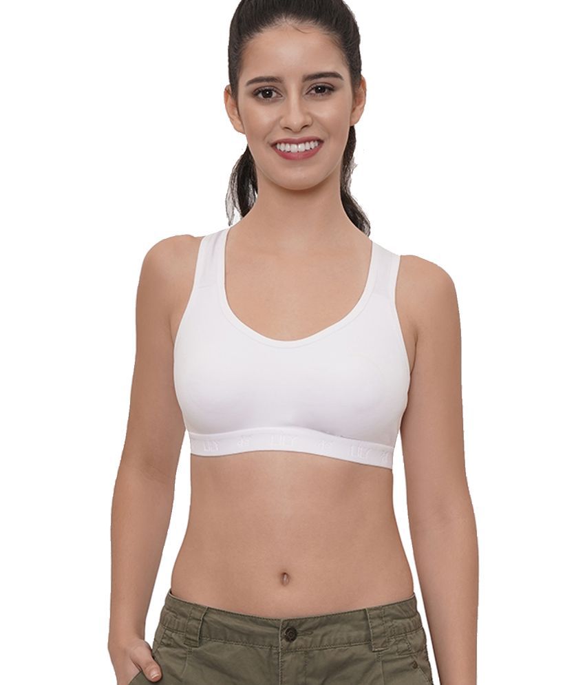 Lily - Cotton Blend Non Padded White Women's Sports Bra ( Pack of 1 )