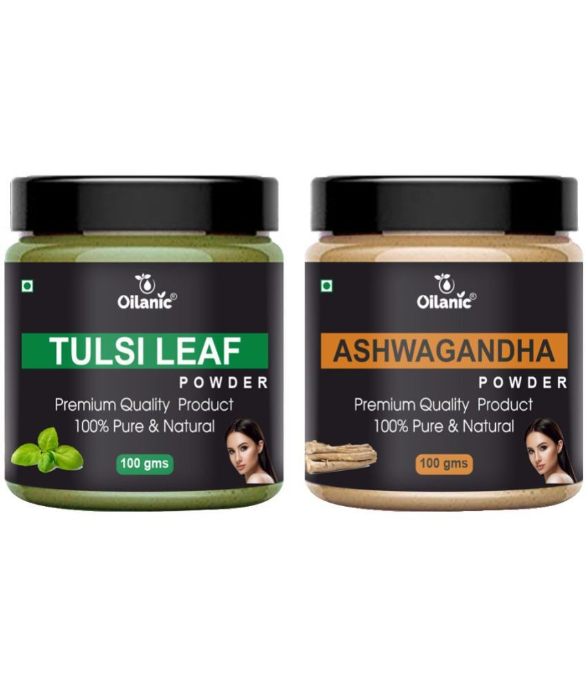     			Oilanic 100% Pure Tulsi Powder & Ashwagandha Powder For Skin Hair Mask 200 g Pack of 2