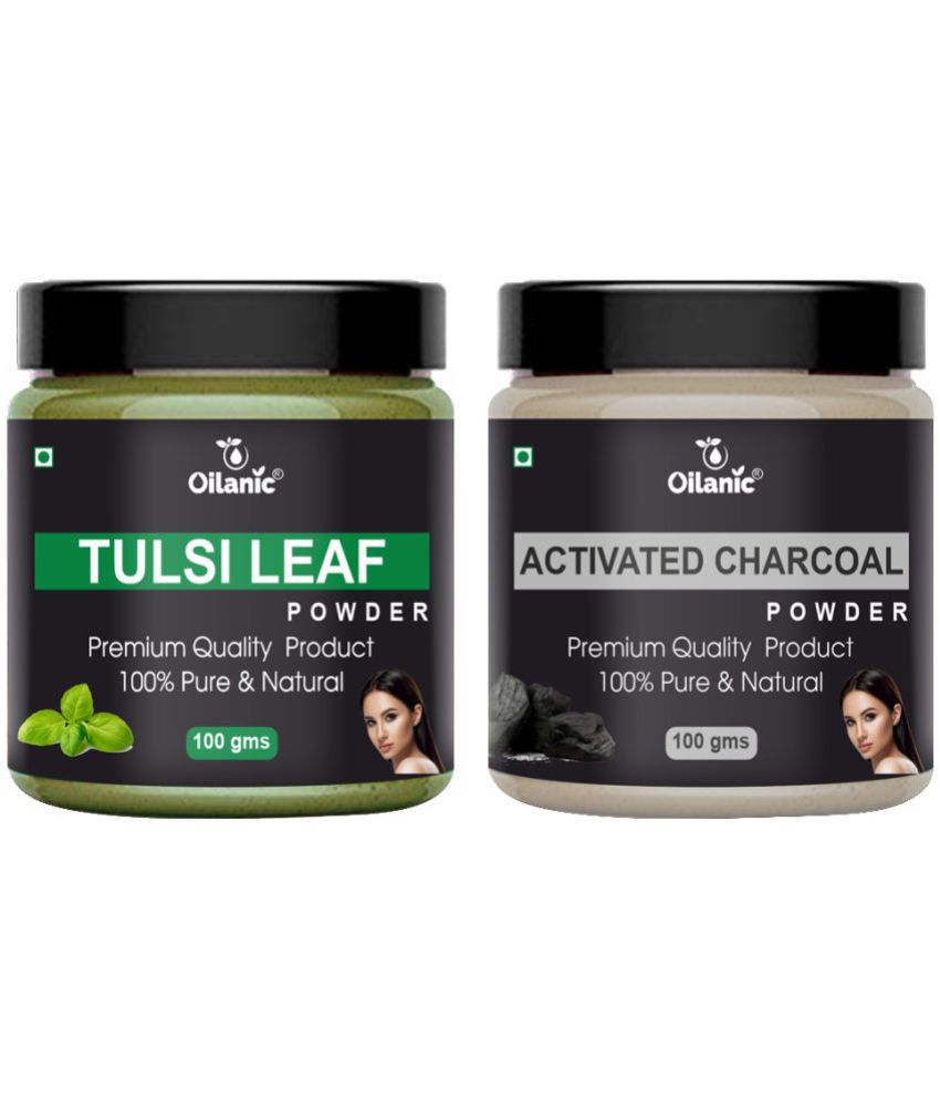     			Oilanic 100% Pure Tulsi Powder & Charcoal Powder For Skincare Hair Mask 200 g Pack of 2