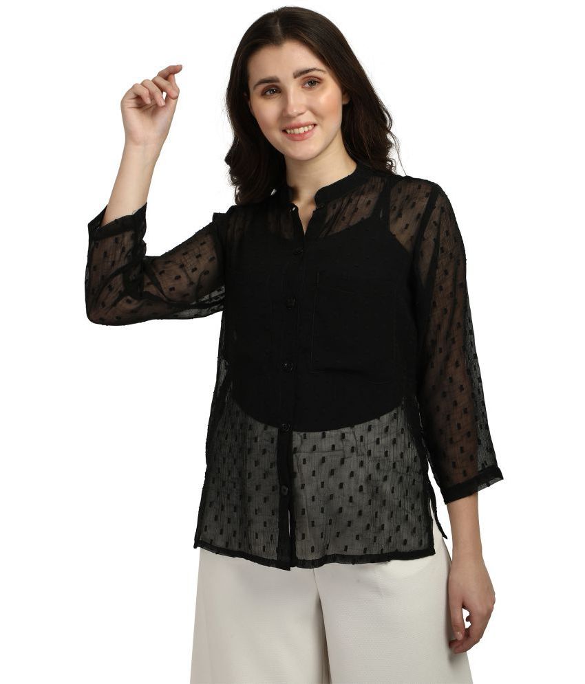     			Smarty Pants - Black Georgette Women's Shirt Style Top ( Pack of 1 )