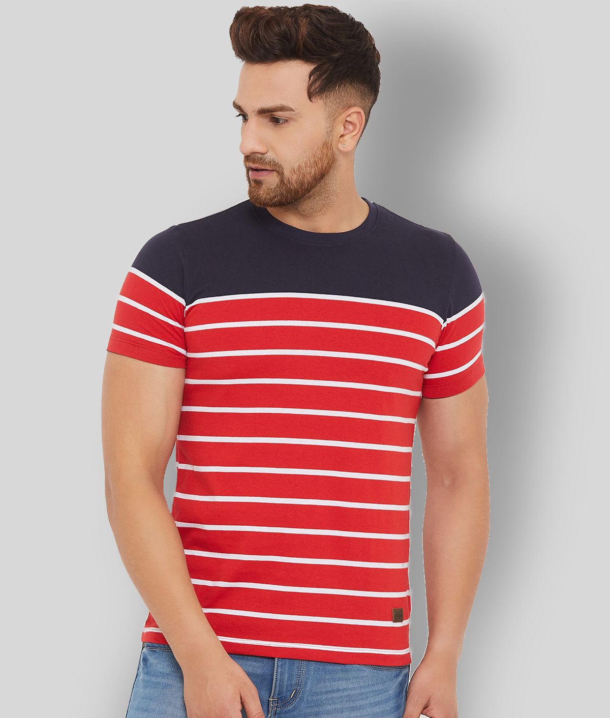 AUSTIN WOOD - Red Cotton Blend Regular Fit  Men's T-Shirt ( Pack of 1 )