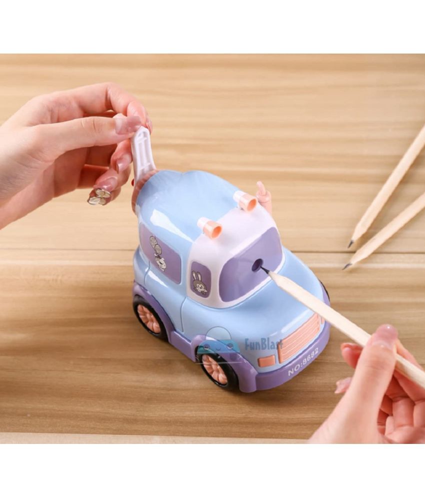     			FunBlast Sharpener for Kids – Car Shaped Pencil Sharpener with Moving Wheels, Table Sharpener Machine (Pink)