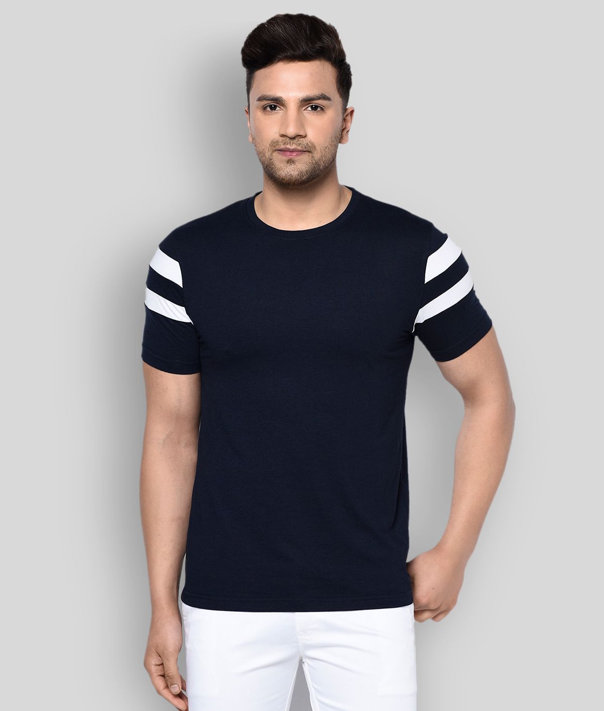     			Glito - Navy Cotton Blend Slim Fit Men's T-Shirt ( Pack of 1 )
