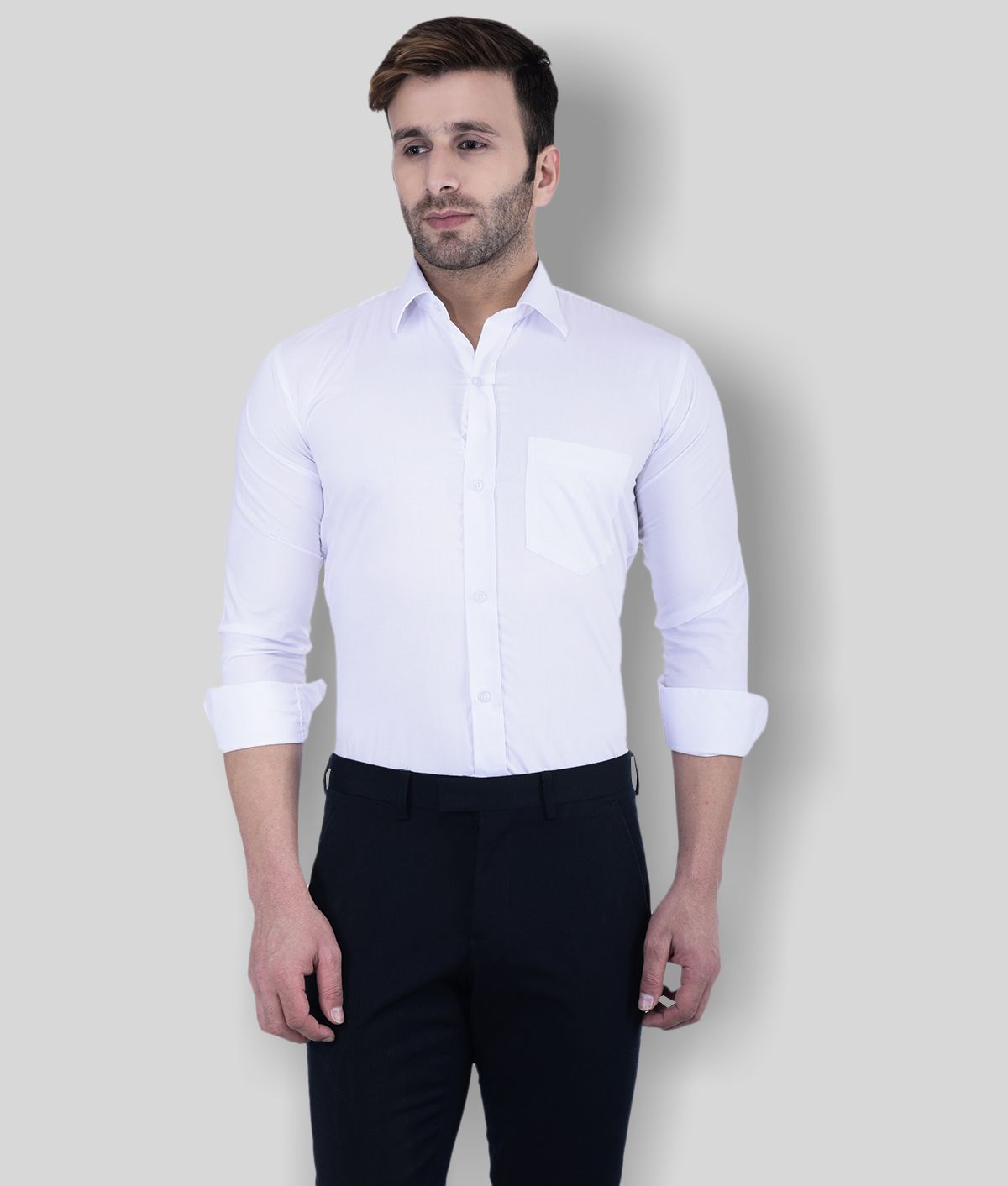     			Hangup - White Cotton Regular Fit Men's Formal Shirt (Pack of 1)