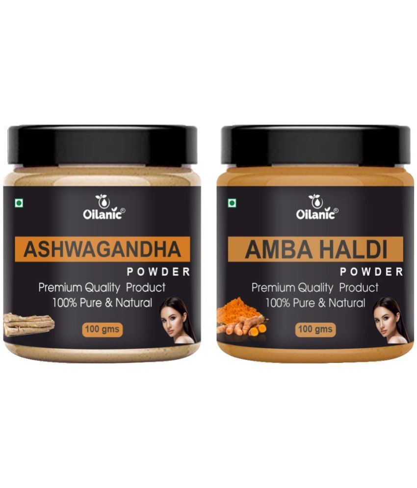     			Oilanic 100% Pure Ashwagandha Powder & Amba Haldi Powder For Skin Hair Mask 200 g Pack of 2