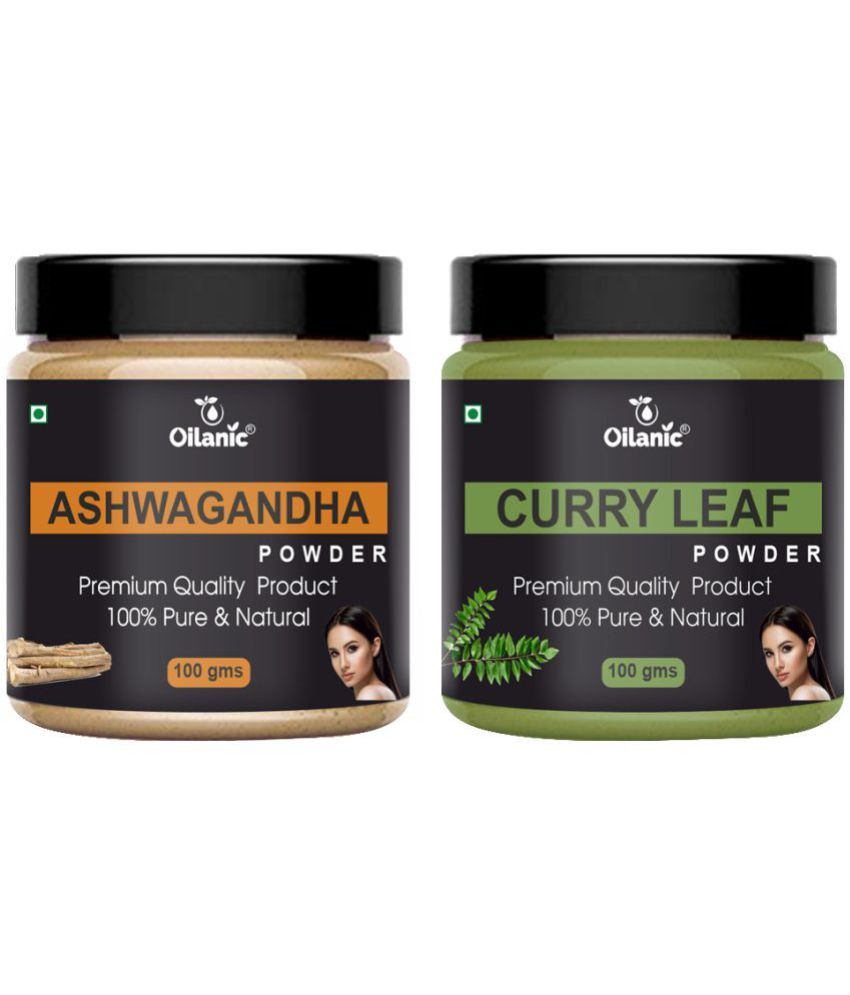     			Oilanic 100% Pure Ashwagandha Powder & Curry Leaf Powder For Skin Hair Mask 200 g Pack of 2