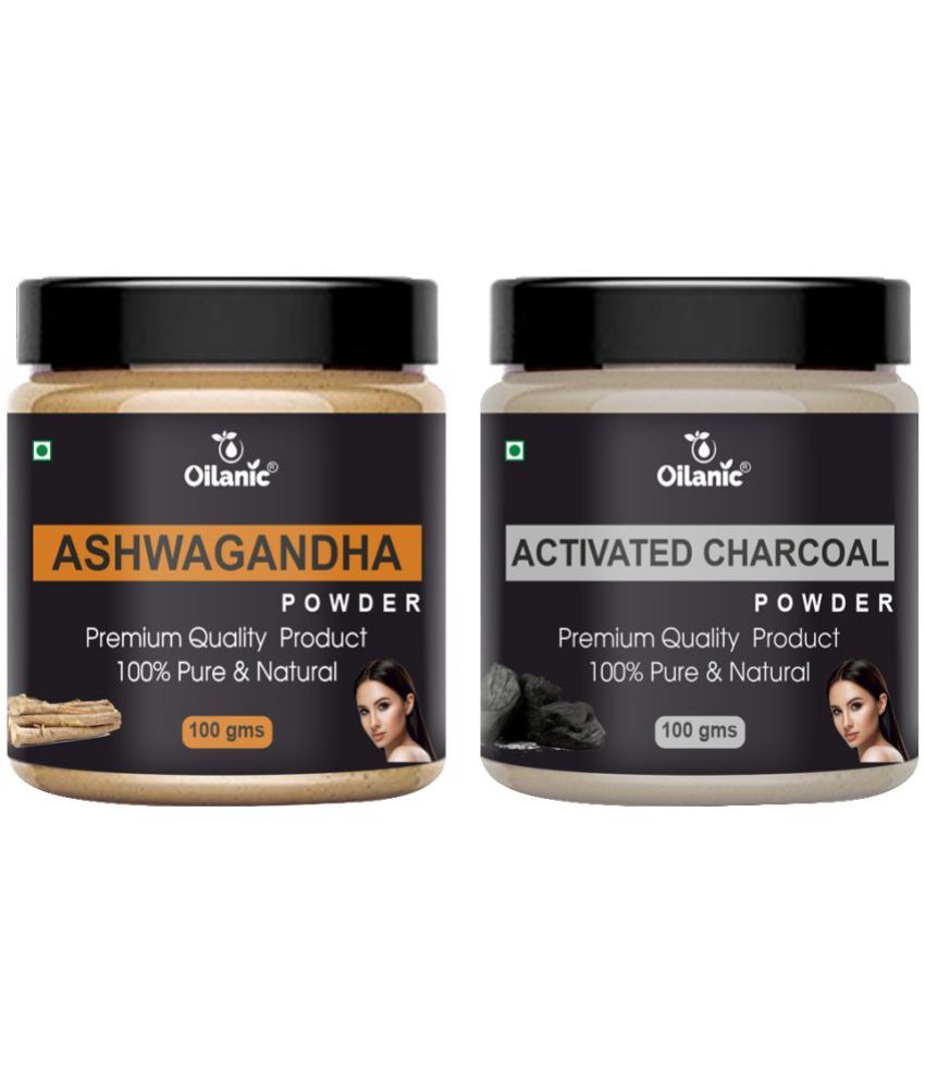     			Oilanic 100% Pure Ashwagandha Powder & Charcoal Powder For Skincare Hair Mask 200 g Pack of 2