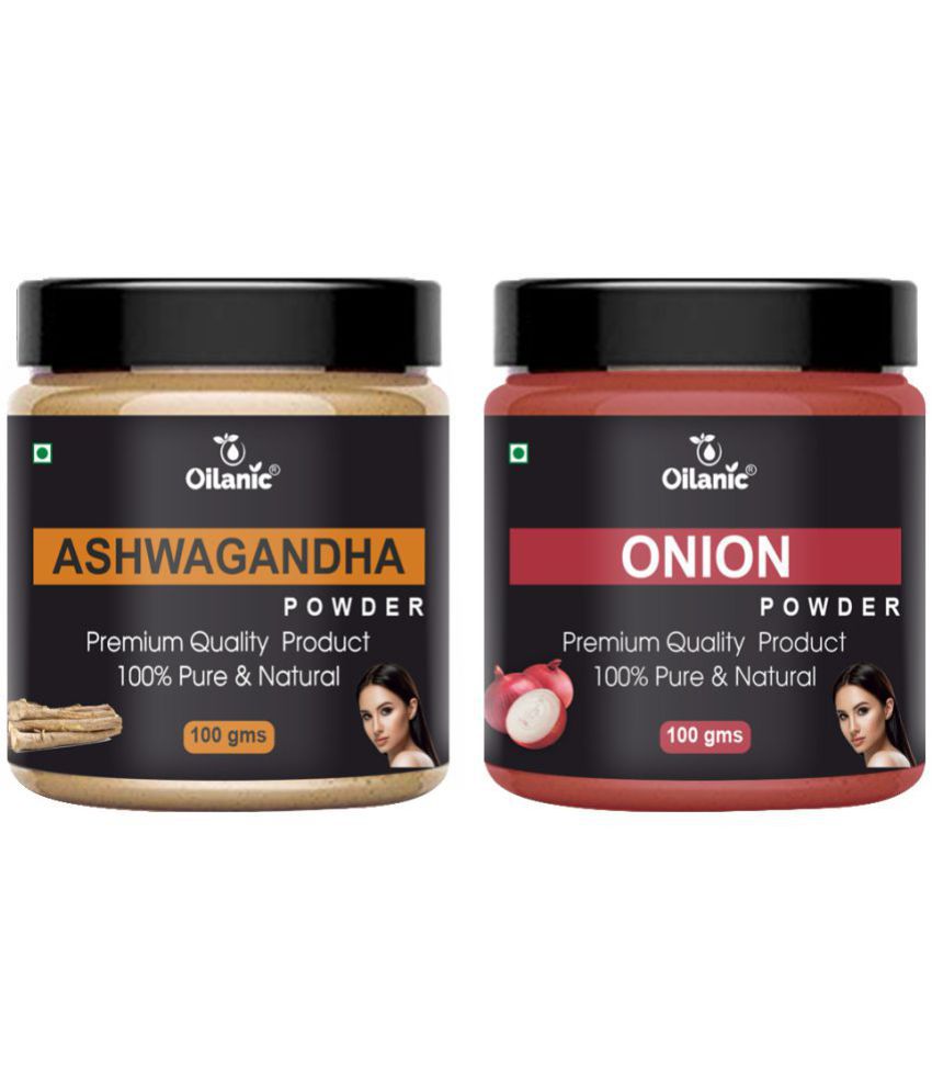    			Oilanic 100% Pure Ashwagandha Powder & Onion Powder For Skincare Hair Mask 200 g Pack of 2