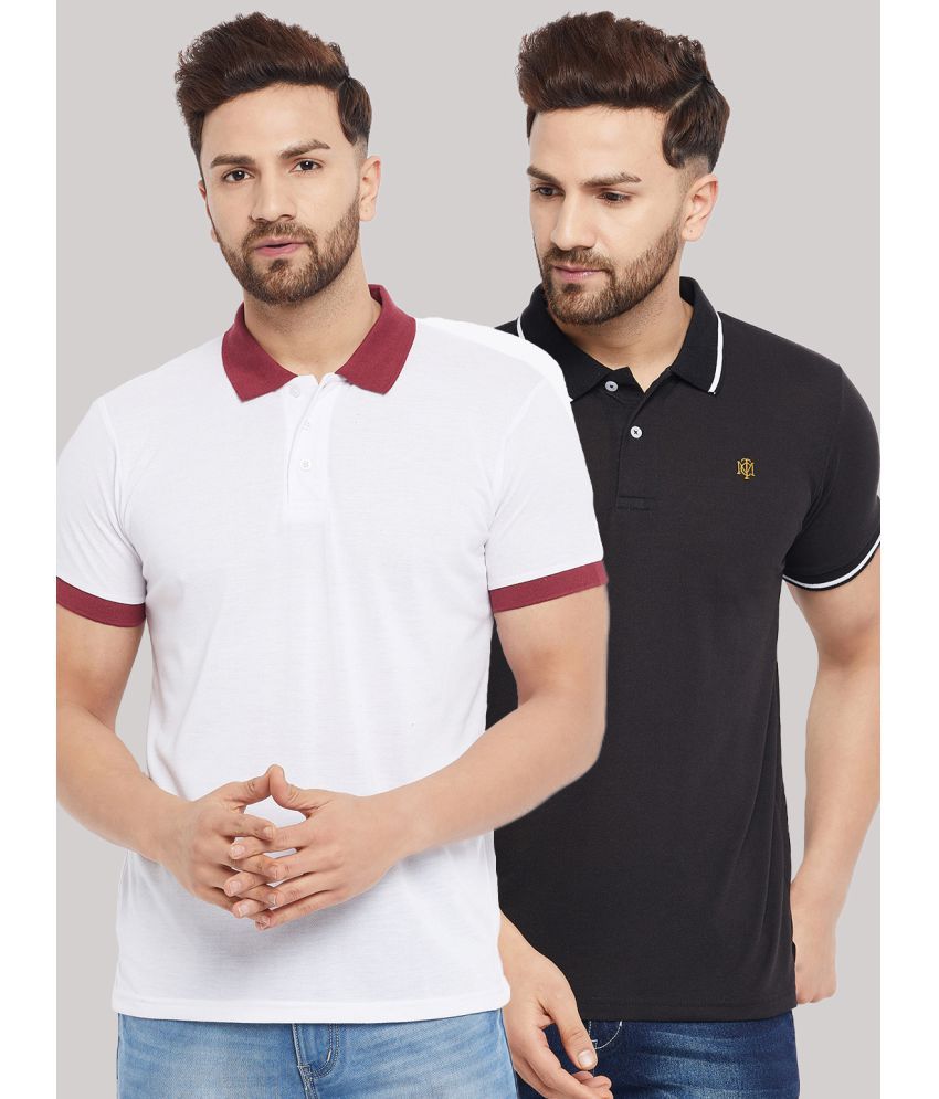     			The Million Club - Cotton Blend Regular Fit White Men's Polo T Shirt ( Pack of 2 )