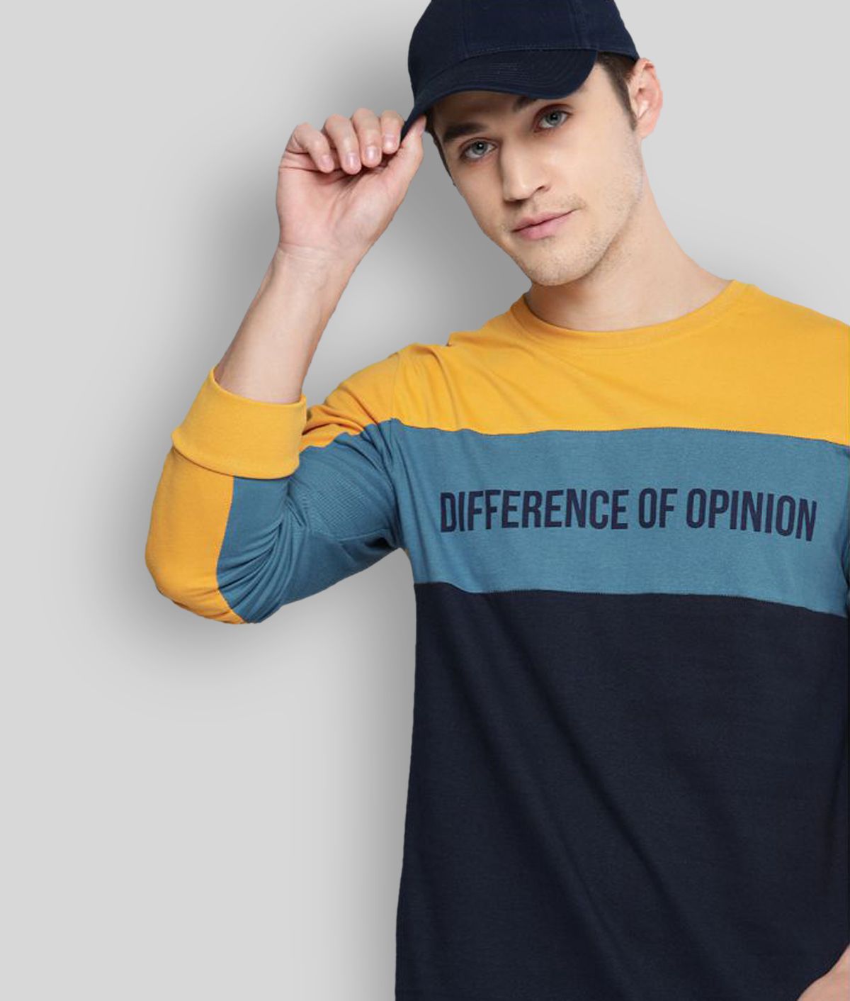     			Difference of Opinion - Mustard Cotton Regular Fit Men's T-Shirt ( Pack of 1 )