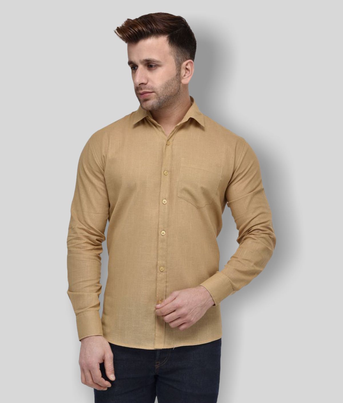     			Hangup - Beige Cotton Slim Fit Men's Casual Shirt (Pack of 1 )