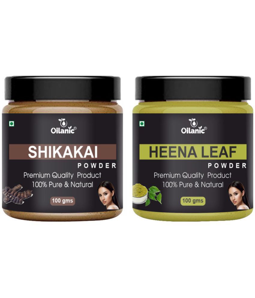     			Oilanic 100% Pure Shikakai Powder & Heena Leaf Powder For Skin Hair Mask 200 g Pack of 2