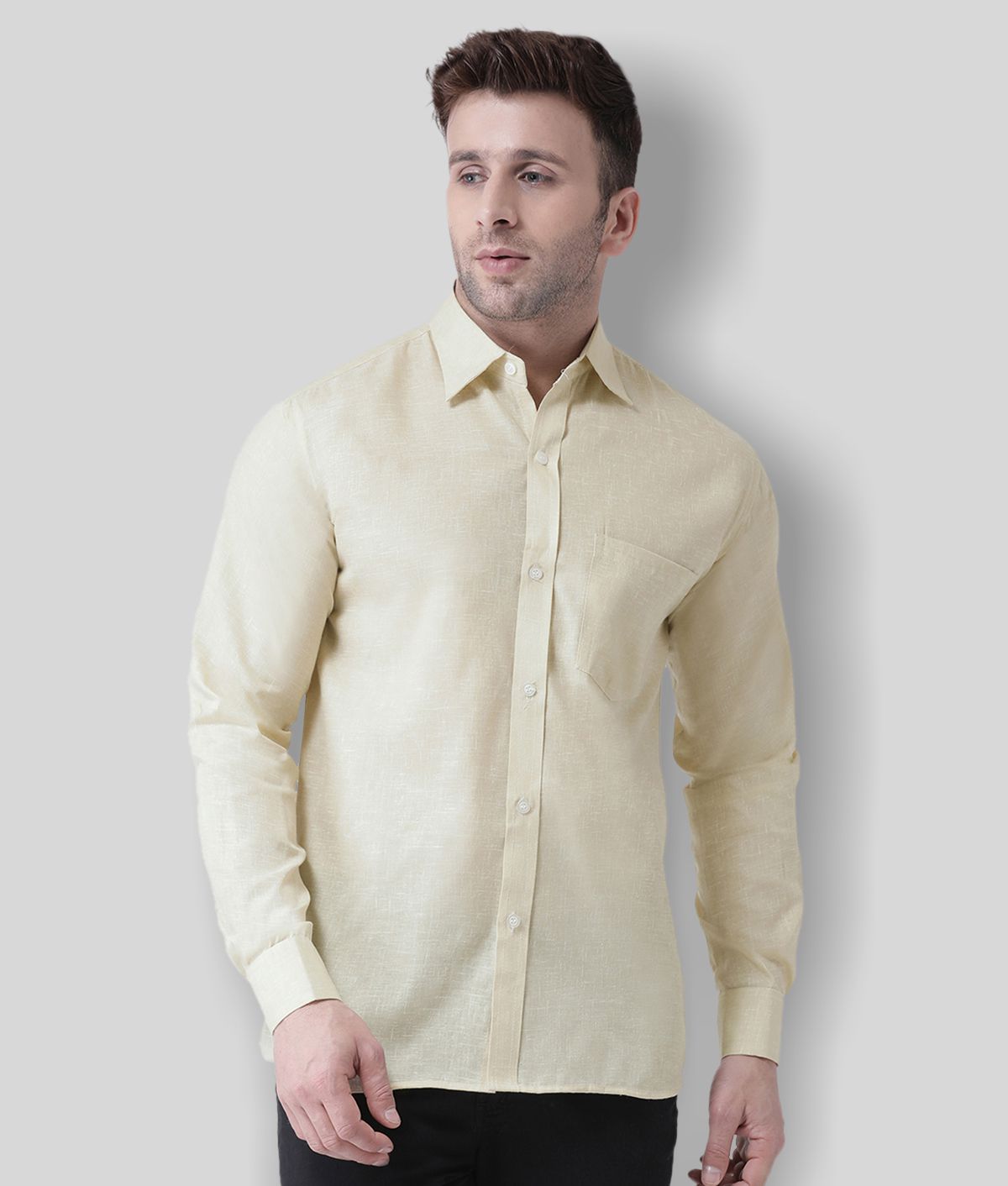     			RIAG - Beige Linen Regular Fit Men's Casual Shirt (Pack of 1)