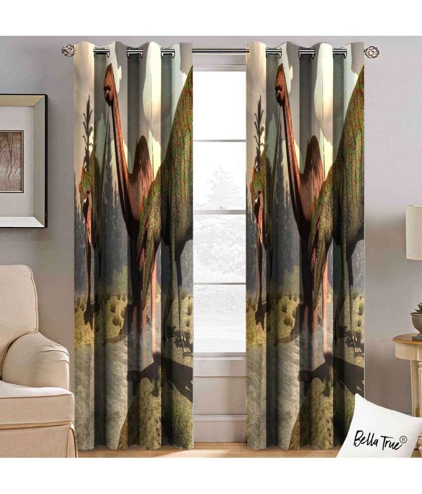     			BELLA TRUE  Set of 2 Window SemiTransparent Eyelet Polyester Multi Color Curtains ( 152 x 113 cm )