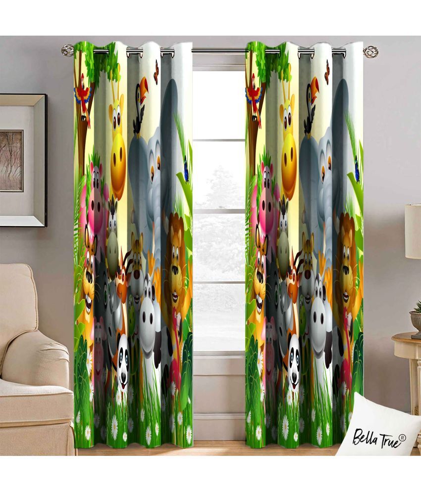     			BELLA TRUE  Set of 2 Window SemiTransparent Eyelet Polyester Multi Color Curtains ( 152 x 113 cm )