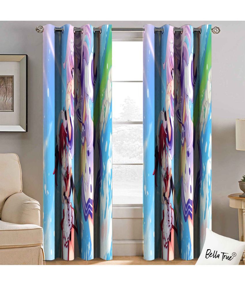     			BELLA TRUE  Set of 2 Window SemiTransparent Eyelet Polyester Multi Color Curtains ( 152 x 113 cm )