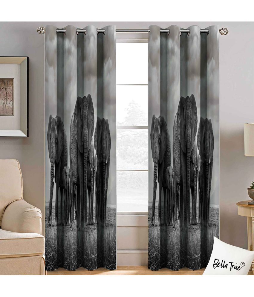     			BELLA TRUE  Set of 2 Long Door SemiTransparent Eyelet Polyester Multi Color Curtains ( 270 x 113 cm )