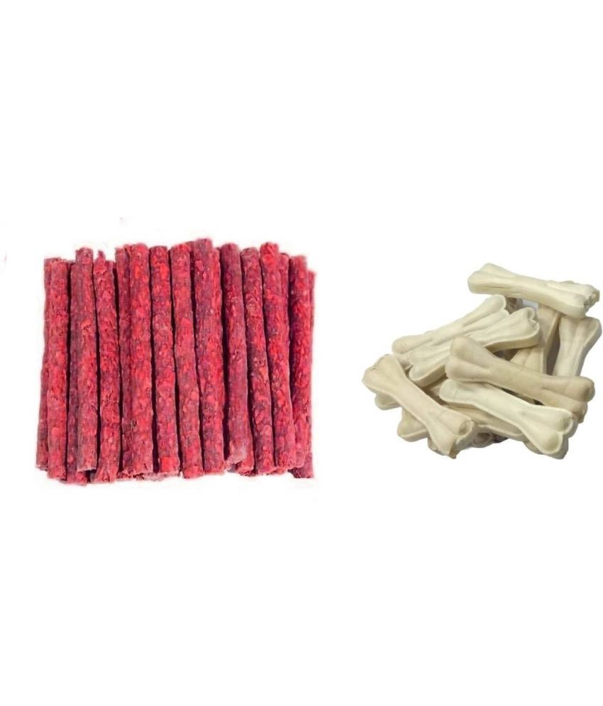     			BLACKNOSE Dog Mutton Munchy Stick Pack of 200gm + 12 Bones of 5 Inch Combo