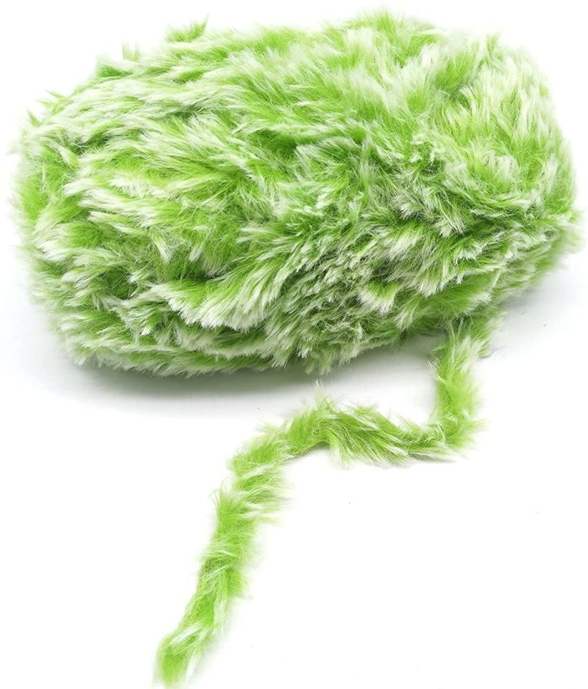     			PRANSUNITA Super Soft Faux Fur Chunky Wool Yarn for Knitting and Crochet Project, 100 gm (Light Green Double Shade)