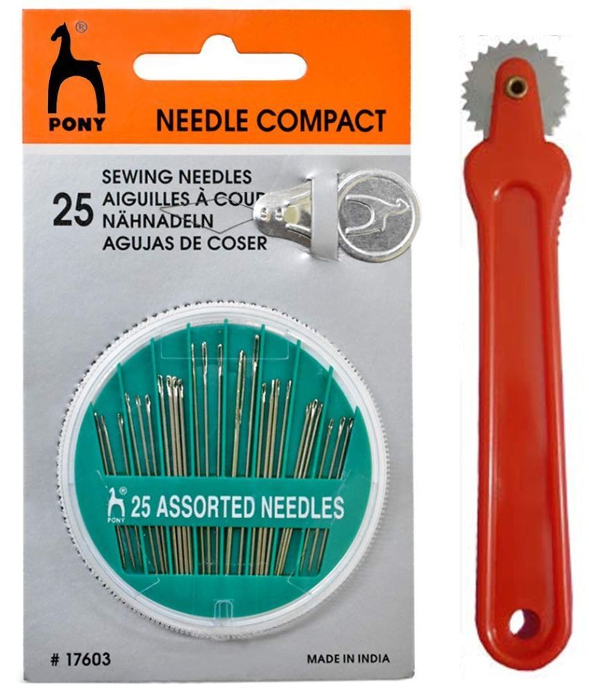     			Pony Brand Sewing Needle Compact–with Threader are Used in The Traditional Crafts of Tapestry, Cross Stitch, Embroidery, Quilting and Beading (Pack-1) & 1Pcs Tracing Wheel  Comfortable to use to transfer markings