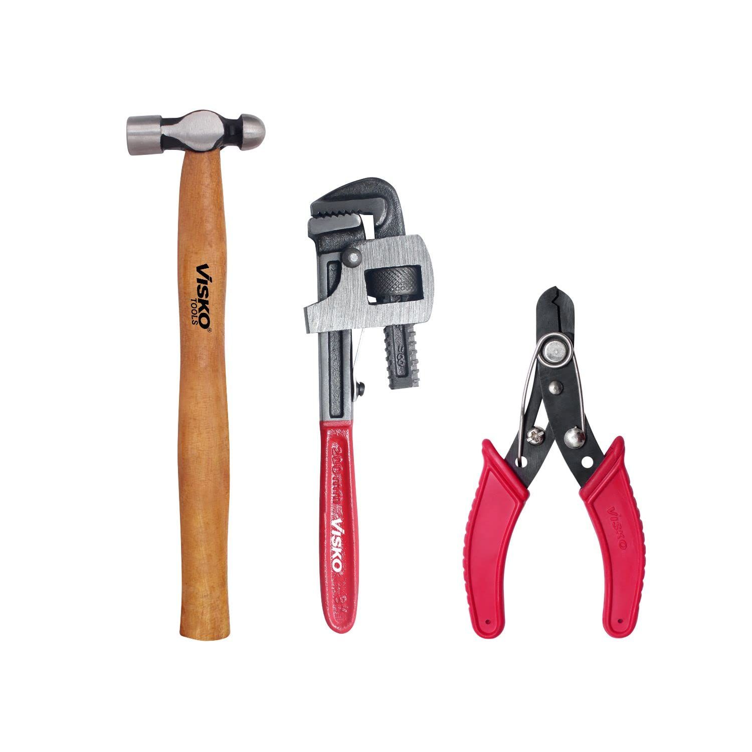     			Visko Tools Hardware 802 Home Hand Tool Kit  6" wire cutter, 8" pipe wrench and 100 gms Hammer)