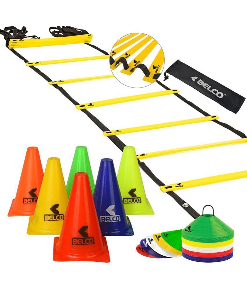     			BELCO SPORTS 9 Inch Cones Pack 6,10 Space Markers and 4 Meter Ladder Agility Combos (Set-1)