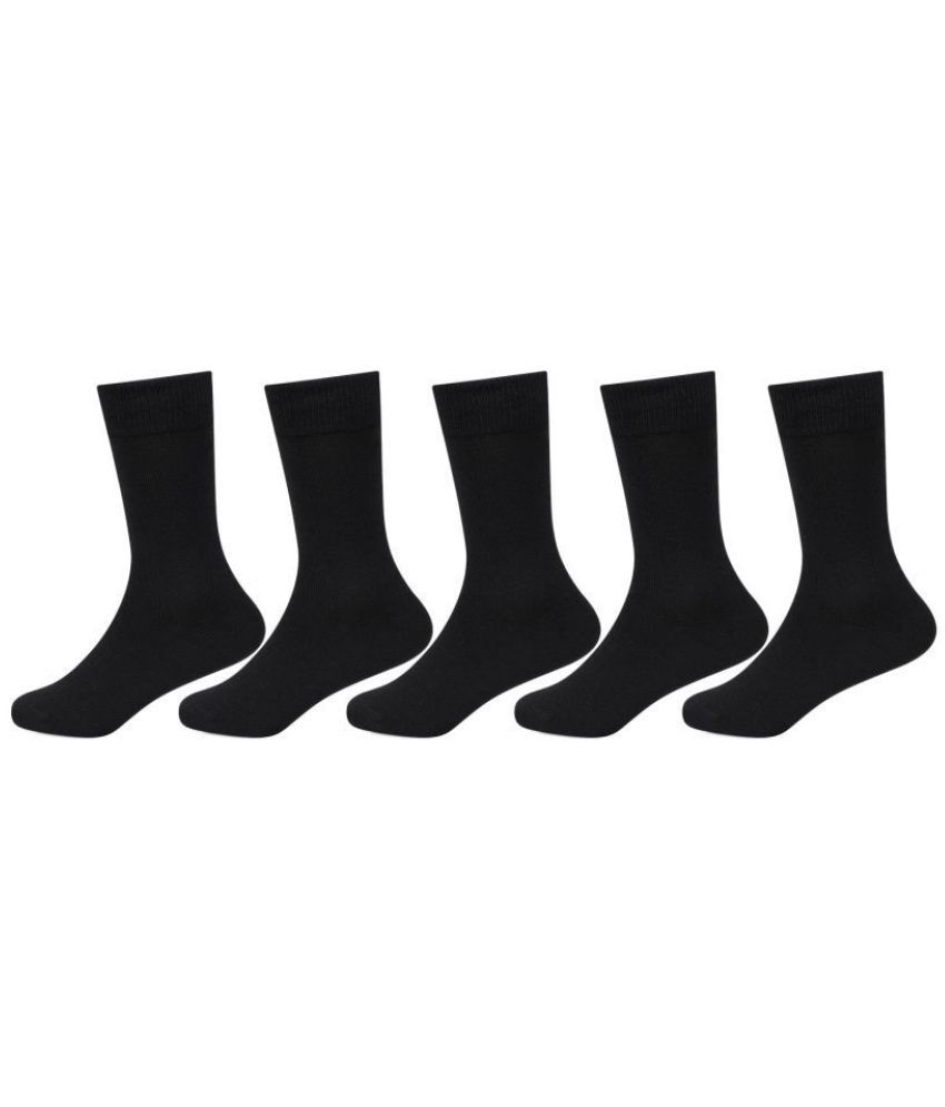     			Bonjour - Cotton Blend Black Boy's School Socks ( Pack of 5 )