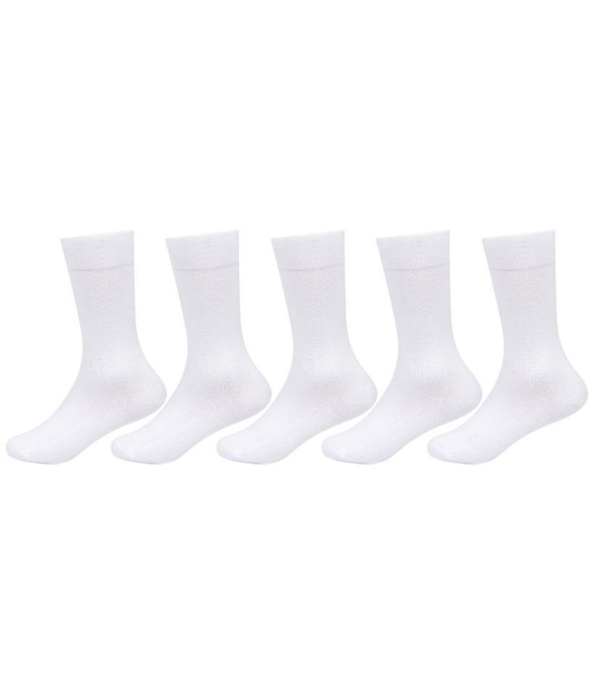 Bonjour - Cotton Blend White Boy's School Socks ( Pack of 5 )
